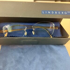 Lindberg Eyeglasses Women Spirit Titanium Bronze Gold Rimless Cat Eye Frames